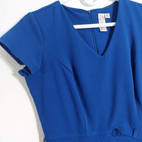 Emma & Michelle Royal Blue V-Neck Bodycon Dress Petite 4P - Picture 4 of 12